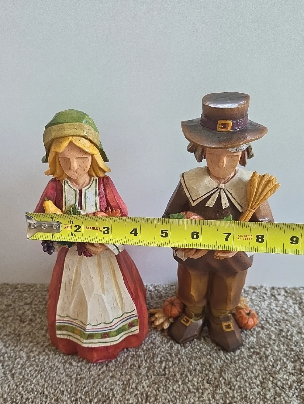 Vintage Set of 2 Pacific Rim Cubist THANKSGIVING Pilgrim Man Woman 11”